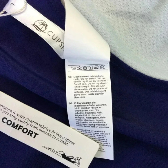 NWT Cupshe Womens Navy Blue Tempest Shirred Tunneled One-Piece Swimsuit Large‎ - Picture 8 of 11